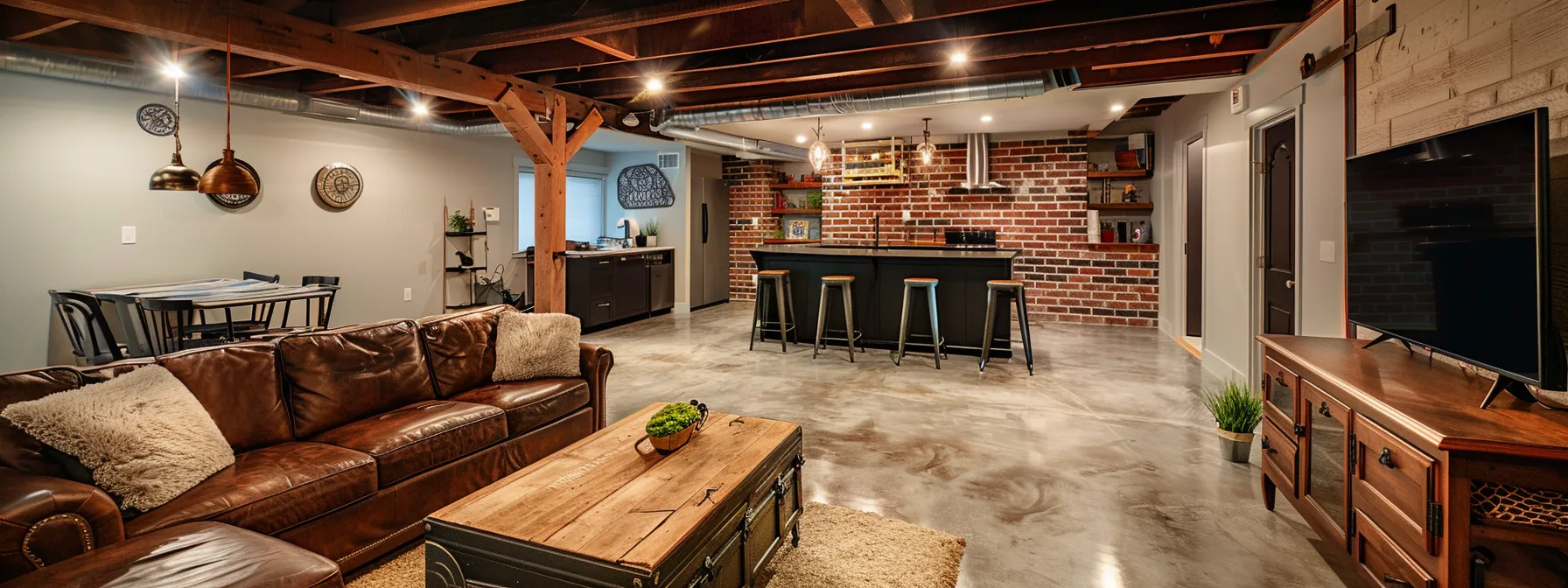a beautifully restored basement in springfield, il, showcases sleek waterproofing solutions with vibrant lighting, emphasizing a dry, inviting space that highlights both safety and increased property value.